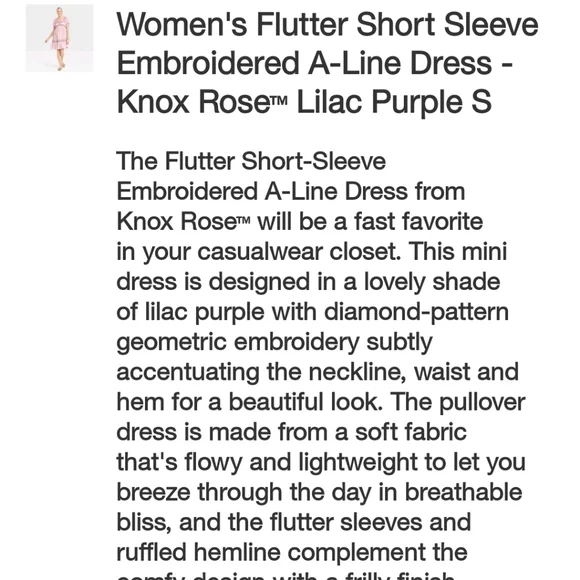 Knox Rose Woman's Flutter Short Sleeve Embroidered A-line Dress - Picture 4 of 14